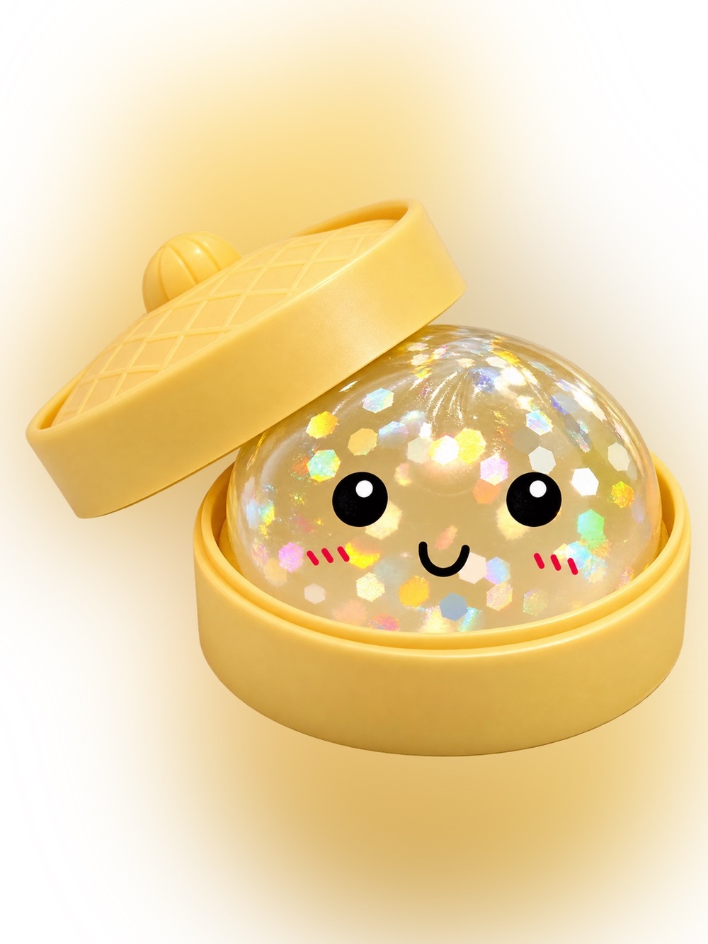 Kawaii Clear Glitter Squishy Dumpling and Boa Bun NWT